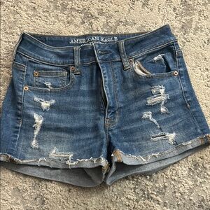 American Eagle Outfitters Blue Distressed Women Shorts